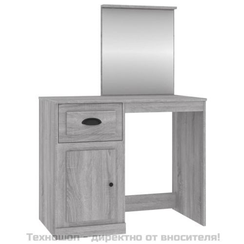Тоалетка с огледало сив сонома 90x50x132,5 см инженерно дърво