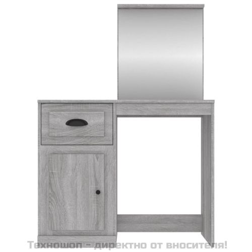 Тоалетка с огледало сив сонома 90x50x132,5 см инженерно дърво