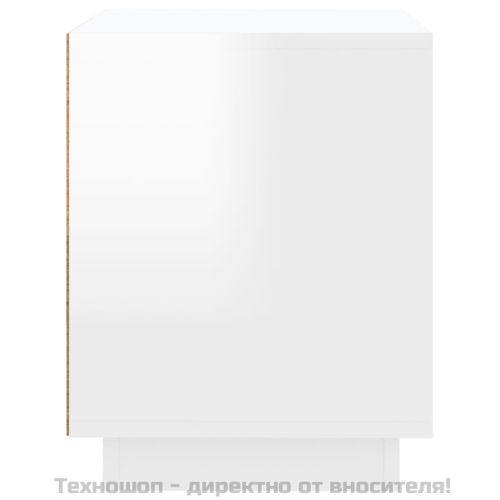 Нощни шкафчета, 2 бр, Бял гланц, 44x35x45 см, инженерно дърво