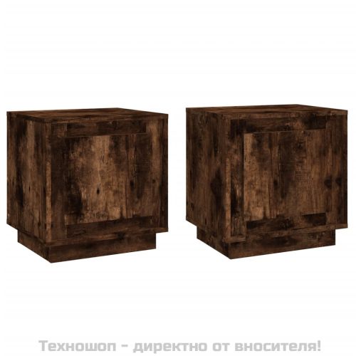 Нощни шкафчета 2, бр опушен дъб, 44x35x45 см, инженерно дърво