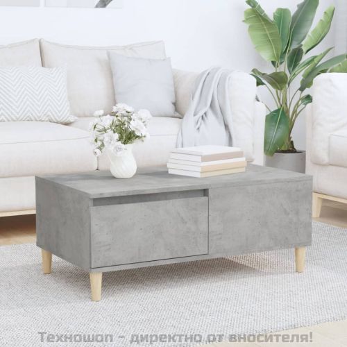 Маса за кафе, бетонно сива, 90x50x36,5 см, инженерно дърво