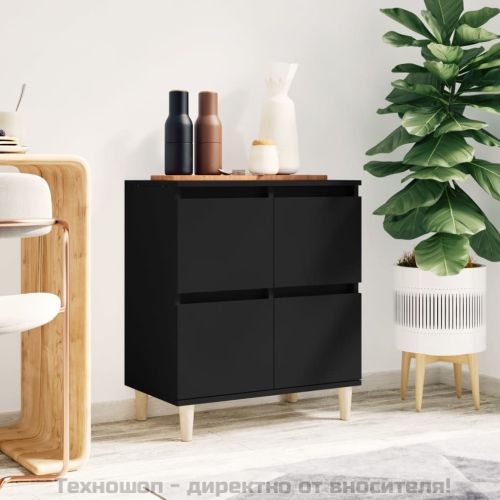 Сайдборд, черен, 60x35x70 см, инженерно дърво