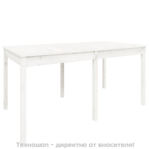 Градинска маса, бяла 159,5x82,5x76 см, борово дърво масив