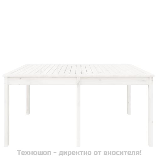 Градинска маса, бяла 159,5x82,5x76 см, борово дърво масив