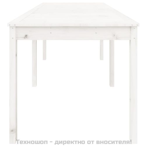 Градинска маса, бяла 159,5x82,5x76 см, борово дърво масив