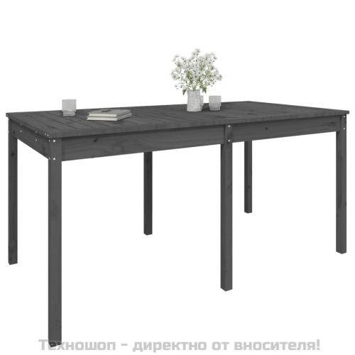 Градинска маса, сива, 159,5x82,5x76 см, борово дърво масив