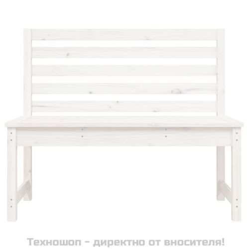 Градинска пейка, бяла, 109 см, борово дърво масив