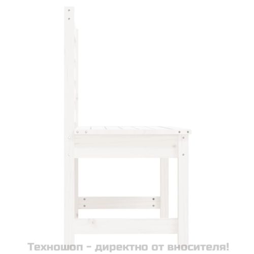 Градинска пейка, бяла, 109 см, борово дърво масив