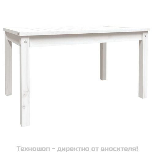 Градинска маса, бяла, 82,5x50,5x45 см, борово дърво масив