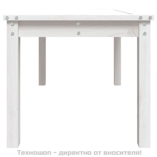 Градинска маса, бяла, 82,5x50,5x45 см, борово дърво масив