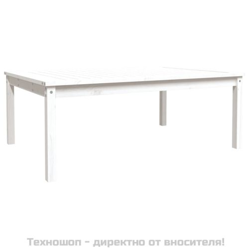 Градинска маса, бяла 121x82,5x45 см, борово дърво масив