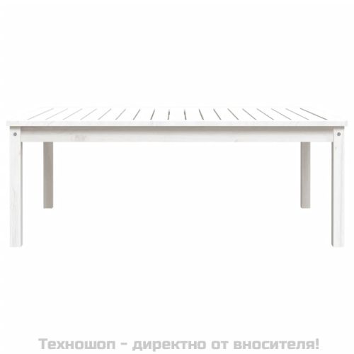 Градинска маса, бяла 121x82,5x45 см, борово дърво масив