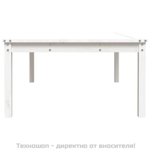 Градинска маса, бяла 121x82,5x45 см, борово дърво масив