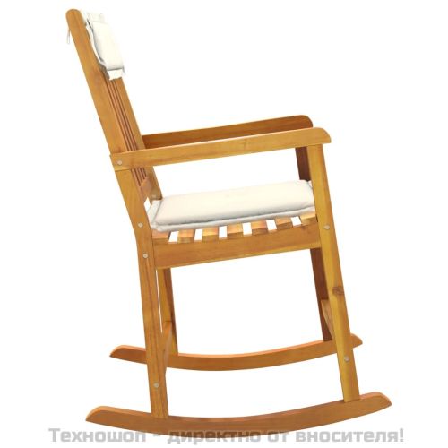 Люлеещ се стол с възглавници, акациево дърво масив