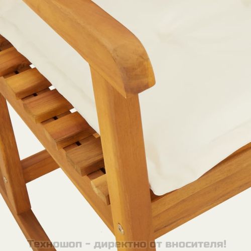 Люлеещ се стол с възглавници, акациево дърво масив