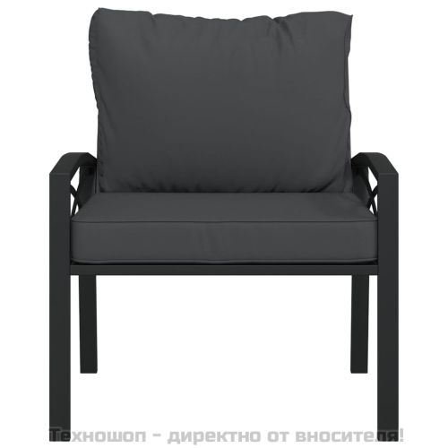 Градински стол със сиви възглавници 68x76x79 см стомана