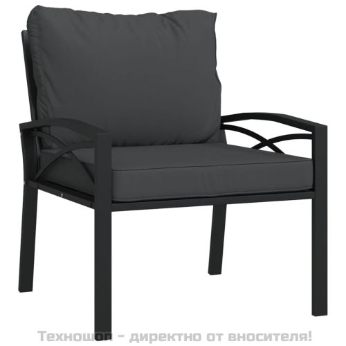 Градински столове със сиви възглавници 2 бр 68x76x79 см стомана