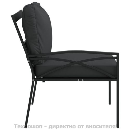 Градински столове със сиви възглавници 2 бр 62x75x79 см стомана