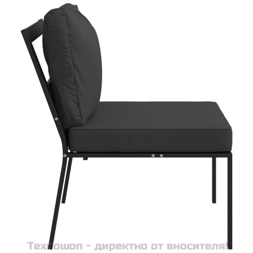 Градински столове със сиви възглавници 2 бр 60x74x79 см стомана