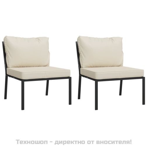 Градински столове с пясъчни възглавници 2 бр 60x74x79см стомана