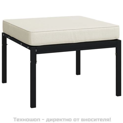 Градински табуретки с възглавници, 2 бр, 60x60x35 см, стомана