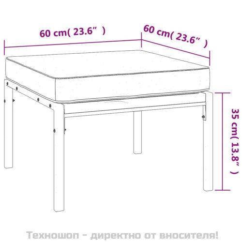 Градински табуретки с възглавници, 2 бр, 60x60x35 см, стомана