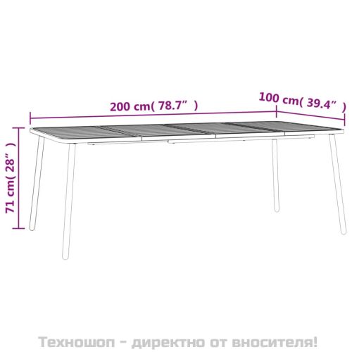 Градинска маса антрацит 200x100x71 cм стомана