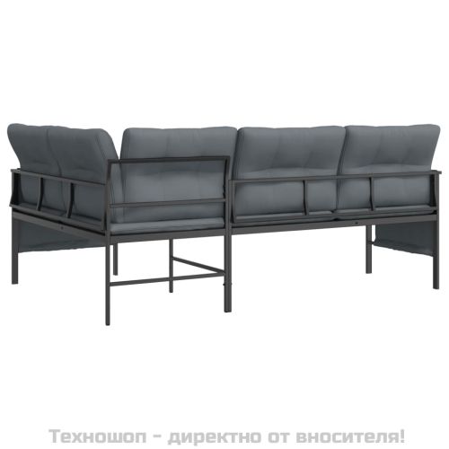 Градински ъглов диван, антрацит, стомана и текстилен