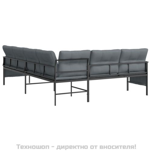 Градински ъглов диван, антрацит, стомана и текстилен