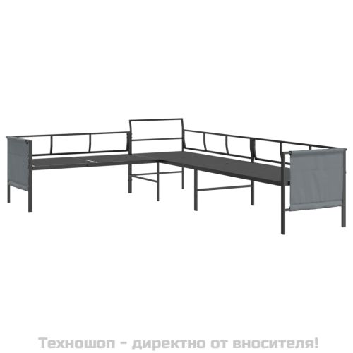 Градински ъглов диван, антрацит, стомана и текстилен