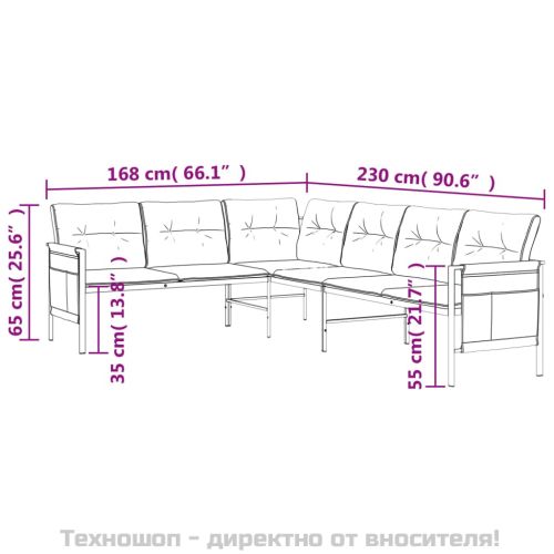 Градински ъглов диван, антрацит, стомана и текстилен