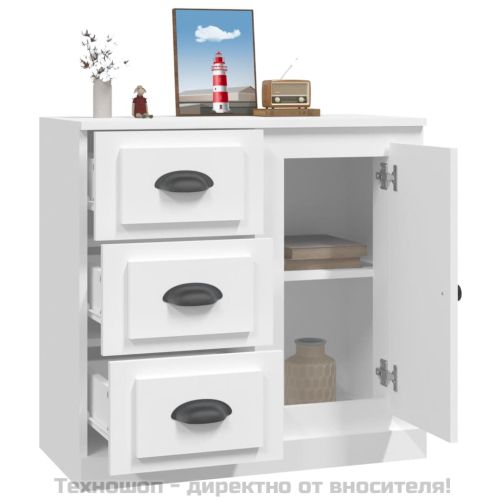 Сайдборд, бял, 70x35,5x67,5 см, инженерно дърво