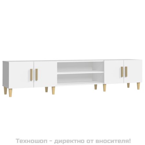 ТВ шкаф, бял, 180x31,5x40 см, инженерно дърво