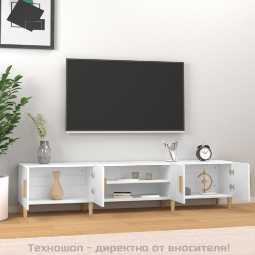 ТВ шкаф, бял, 180x31,5x40 см, инженерно дърво