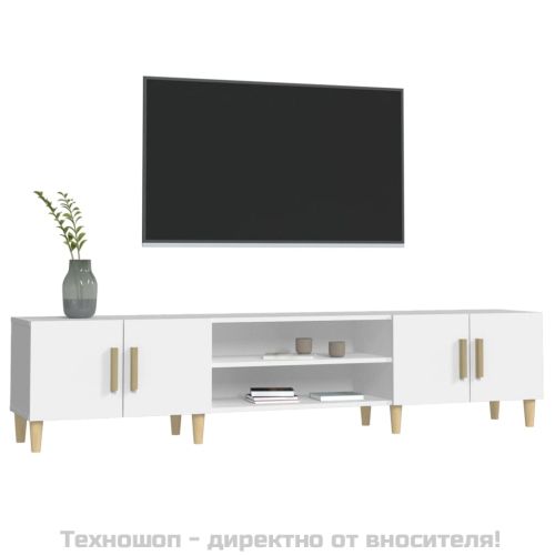 ТВ шкаф, бял, 180x31,5x40 см, инженерно дърво