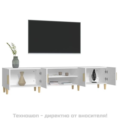 ТВ шкаф, бял, 180x31,5x40 см, инженерно дърво