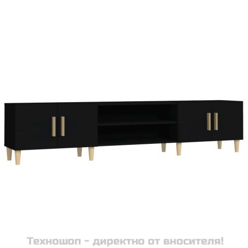 ТB шкаф, черен, 180x31,5x40 см, инженерно дърво