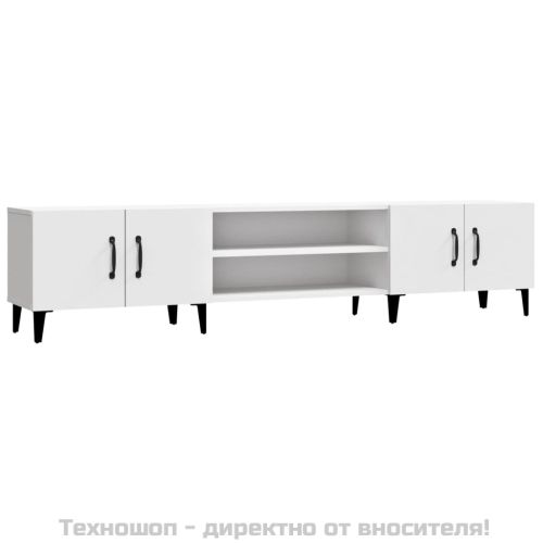 ТВ шкаф, бял, 180x31,5x40 см, инженерно дърво