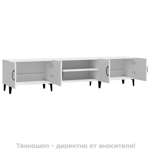 ТВ шкаф, бял, 180x31,5x40 см, инженерно дърво