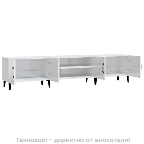 ТВ шкаф, бял гланц, 180x31,5x40 см, инженерно дърво