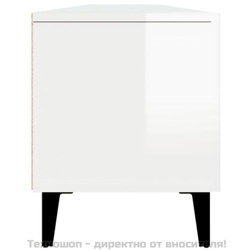 ТВ шкаф, бял гланц, 180x31,5x40 см, инженерно дърво