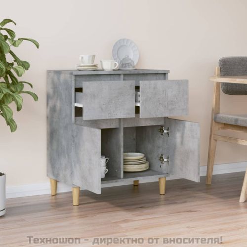 Сайдборд, бетонно сив, 60x35x70 см, инженерно дърво