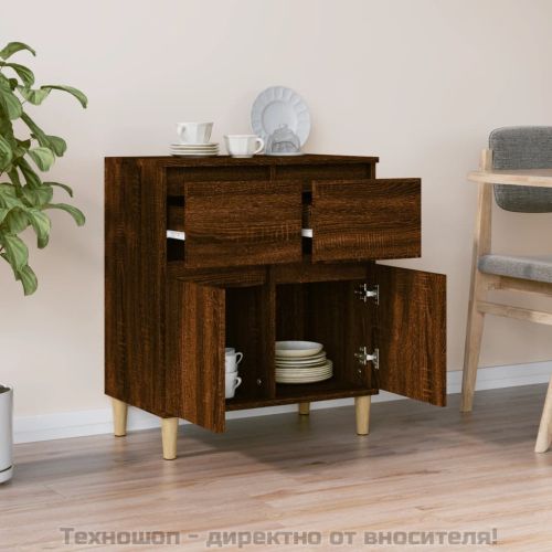 Сайдборд, Кафяв дъб, 60x35x70 см, инженерно дърво