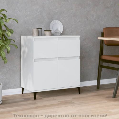 Сайдборд, бял, 60x35x70 см, инженерно дърво