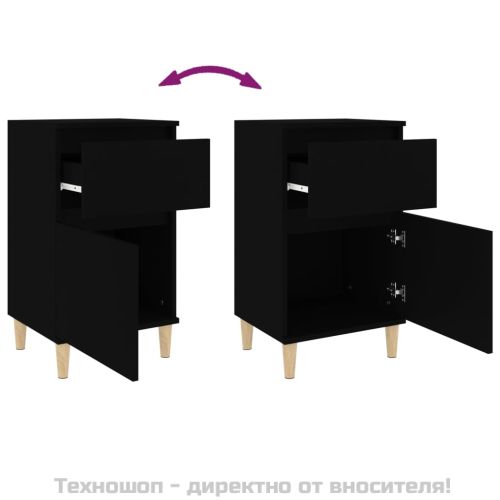 Нощно шкафче, черно, 40x35x70 см