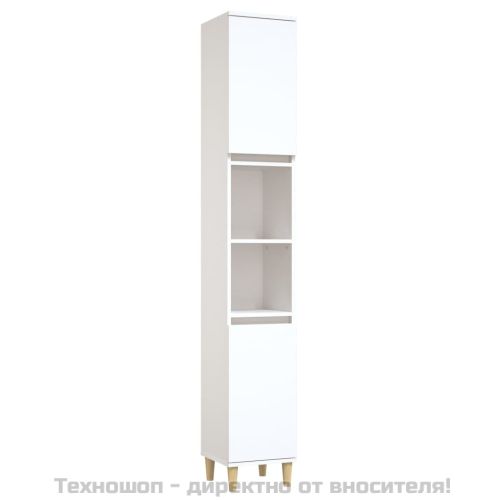 Шкаф за баня, бял, 30x30x190 см, инженерно дърво