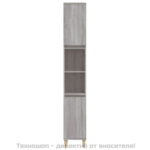 Шкаф за баня, сив сонома, 30x30x190 см, инженерно дърво