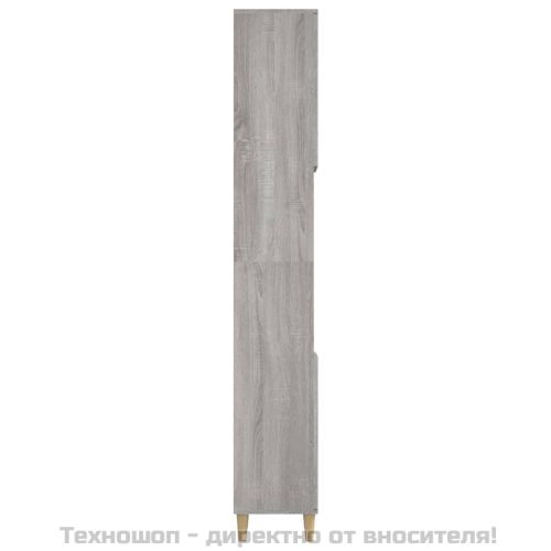 Шкаф за баня, сив сонома, 30x30x190 см, инженерно дърво