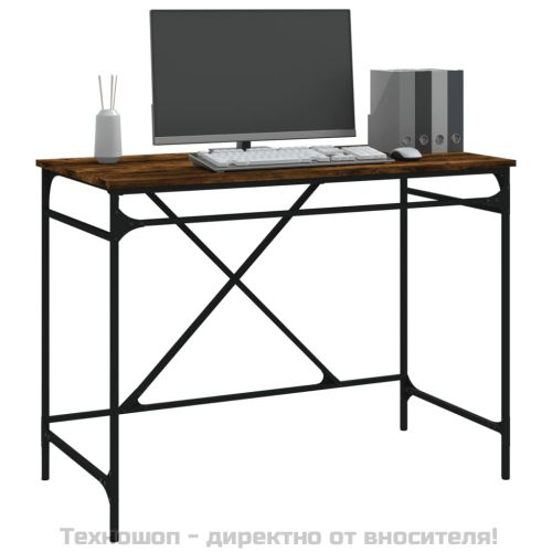 Бюро, опушен дъб, 100x50x75 см, инженерно дърво и желязо