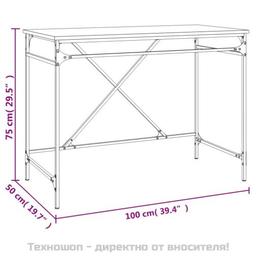 Бюро, кафяв дъб, 100x50x75 см, инженерно дърво и желязо